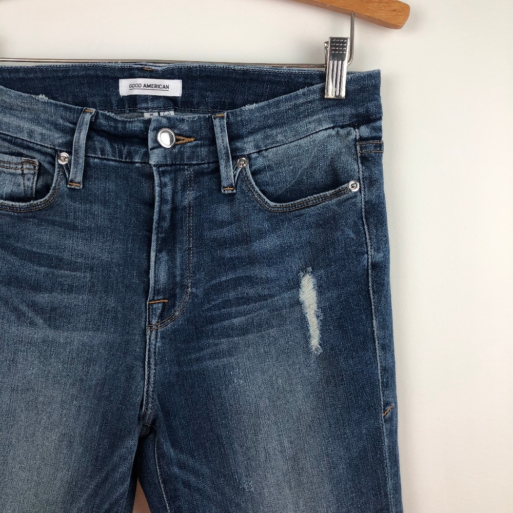 GOOD AMERICAN Good Cuts Boyfriend Blue012 Sz 29/8